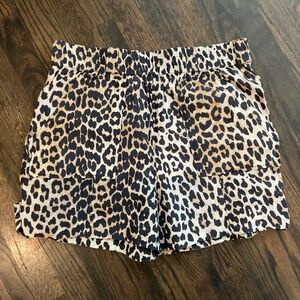 Ganni Leopard Print Shorts - Black and Tan